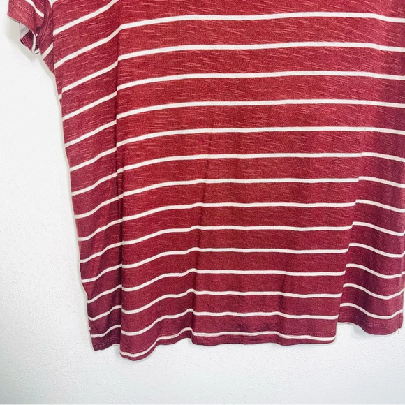Maurices 24/7 Flawless Rust Red & White Striped Boyfriend Crop Tee Small Women’s - Picture 5 of 11